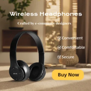 Foldable Bluetooth Headphones Wireless Overhead Earphones with Microphone Volume Control for iPhone And Android Game Headset