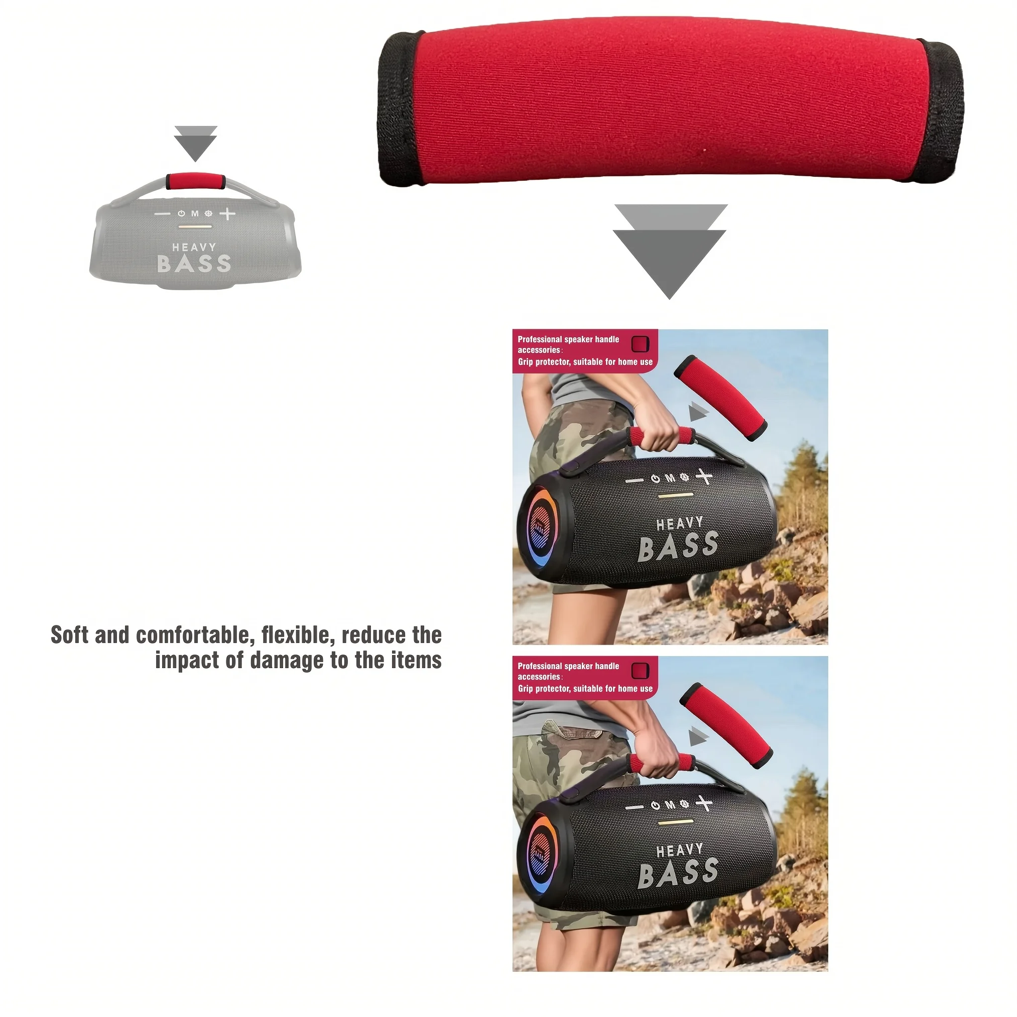 Speakers Handle Grip Wristband | Red Fabric, Durable & Comfortable, for Car Stereo Speakers Accessory | Durable Handle Grip - Image 3