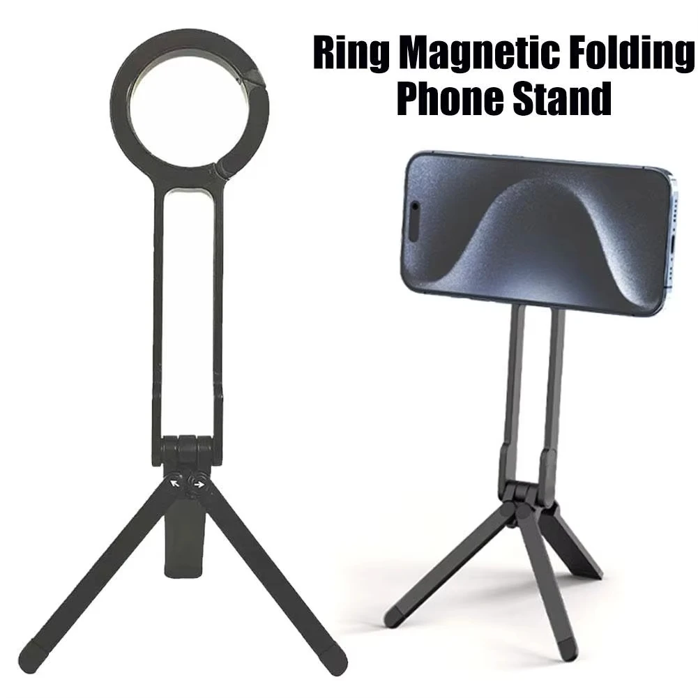 Foldable Phone Tripod Carabiner-Mounted For iPhone 17 16 15 Portable Dual-sided Magnetic Tripod Desk Mount Phone Handle Holder - Image 2