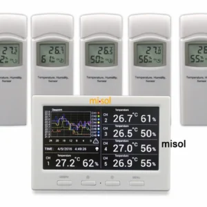 Wireless weather station with 5 sensors, color screen, 5 channels,  connect to PC，data logger