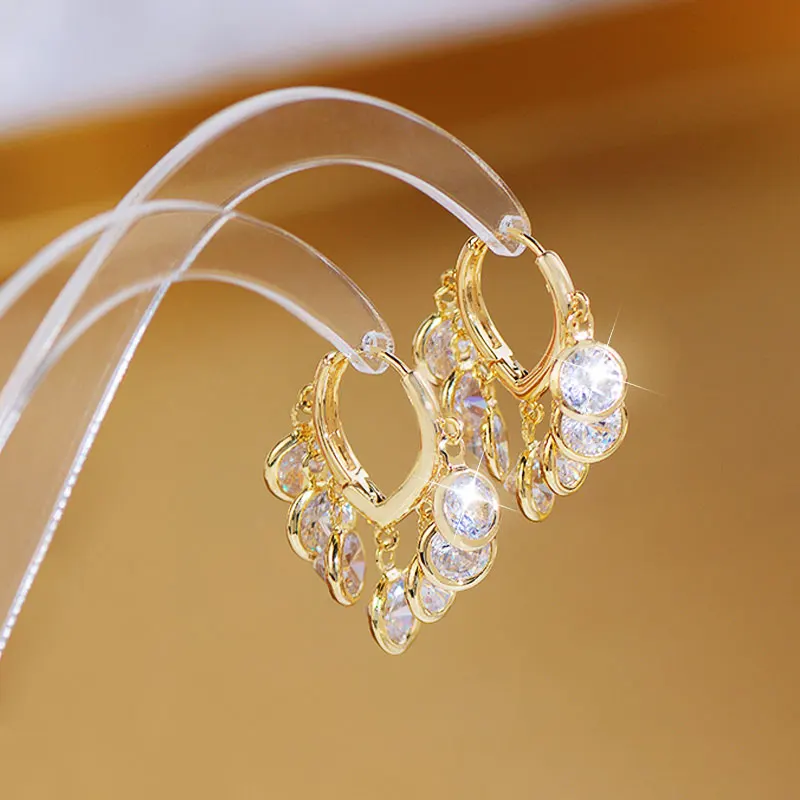 JUWANG France 2022 Trend Luxury Atmosphere Earrings Delicate Romantic Zircon Fine Anniversary Earrings Jewelry Charm Pendant - Image 4