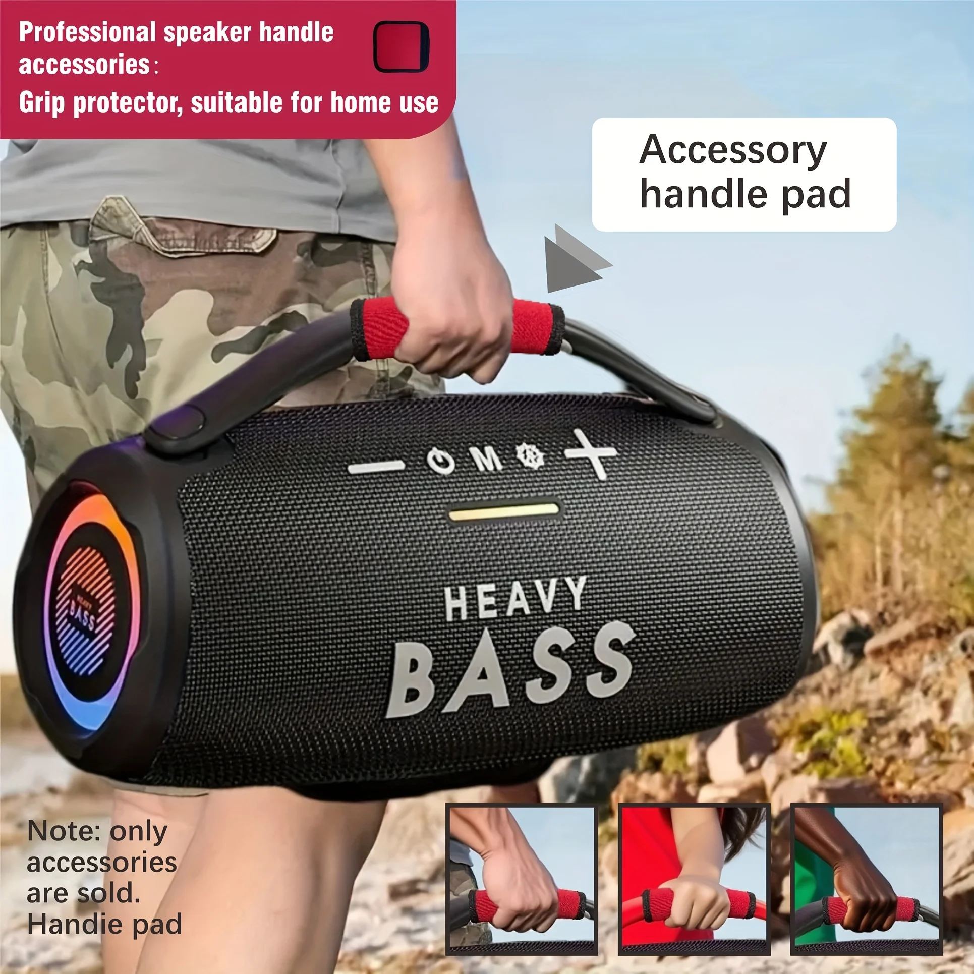 Speakers Handle Grip Wristband | Red Fabric, Durable & Comfortable, for Car Stereo Speakers Accessory | Durable Handle Grip - Image 5