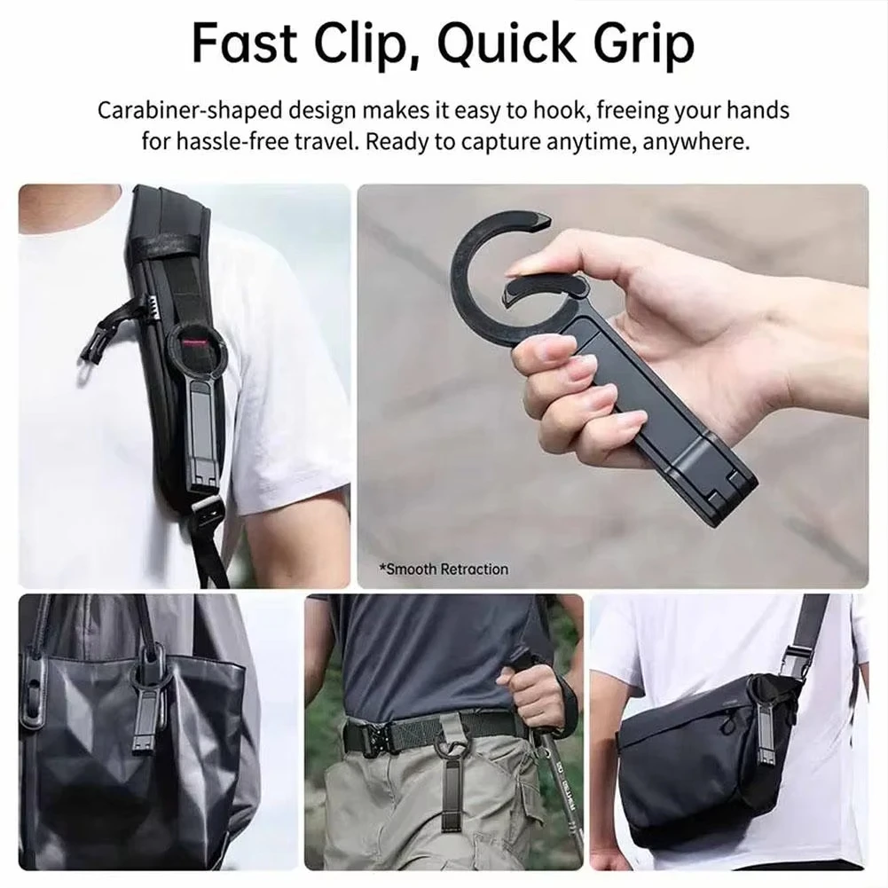 Foldable Phone Tripod Carabiner-Mounted For iPhone 17 16 15 Portable Dual-sided Magnetic Tripod Desk Mount Phone Handle Holder - Image 4
