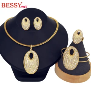 2025 New Women Jewelry Set Fine Zircon Jewellery Dubai African 18K Gold Color Wedding Party Gifts For Lover Christmas Gift