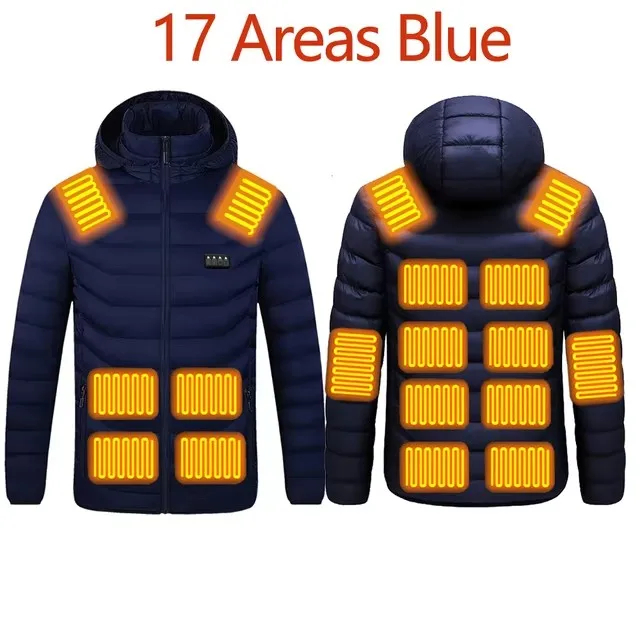 Men's Winter Warm USB Heating Parka Smart Thermostat Pure Color Hooded Heated Jacket Bobojaco Padded Clothing - Image 14