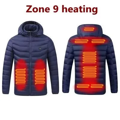 Men's Winter Warm USB Heating Parka Smart Thermostat Pure Color Hooded Heated Jacket Bobojaco Padded Clothing - Image 11
