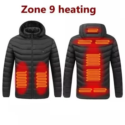 Men's Winter Warm USB Heating Parka Smart Thermostat Pure Color Hooded Heated Jacket Bobojaco Padded Clothing - Image 9
