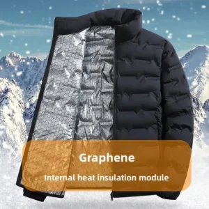 LEOSOXS-Men’s outerwear made of graphene material, warm and casual, lightweight stand up collar, winter casual warm top