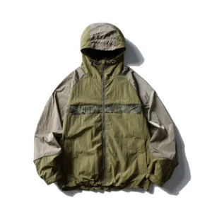 Mountain Outdoor Style Water – Resistant Hooded Jacket for Men, European & American Trendy Brand Trench – Coat Design With